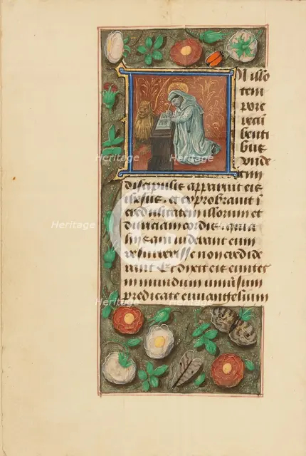 Initial I: Saint Mark; Crohin-La Fontaine Hours, (about 1480-1485?). Creators: Master of the Dresden Prayer Book, Workshop of the Master of the Dresden Prayer Book.