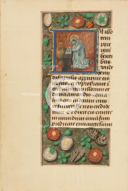 Initial I: Saint Mark; Crohin-La Fontaine Hours, (about 1480-1485?). Creators: Master of the Dresden Prayer Book, Workshop of the Master of the Dresden Prayer Book.