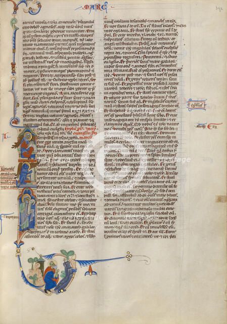 Initial I: Saint Mark; Abbey Bible, about 1250-1262. Creator: Unknown.