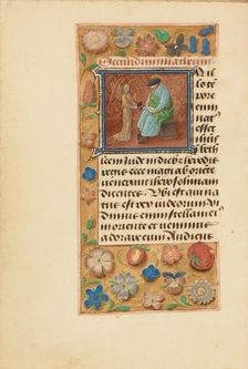 Initial I: Saint Matthew; Crohin-La Fontaine Hours, (about 1480-1485?). Creators: Master of the Dresden Prayer Book, Workshop of the Master of the Dresden Prayer Book