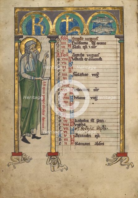 Initial I: Saint Bernard Disputing with the Devil; Hours of Simon de Varie, 1455. Creator: Master of Jean Rolin II.