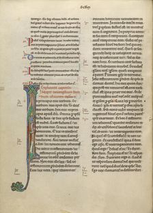 Initial I: Saint John as the Eagle; New Testament (with Canons of Priscillian), about 1170. Creator: Unknown