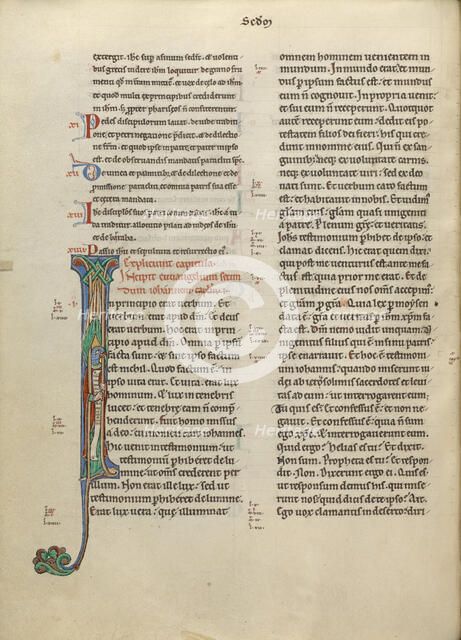 Initial I: Saint John as the Eagle; New Testament (with Canons of Priscillian), about 1170. Creator: Unknown.