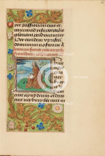 Initial I: Saint John on Patmos; Crohin-La Fontaine Hours, (about 1480-1485?). Creators: Master of the Dresden Prayer Book, Workshop of the Master of the Dresden Prayer Book.