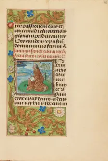 Initial I: Saint John on Patmos; Crohin-La Fontaine Hours, (about 1480-1485?). Creators: Master of the Dresden Prayer Book, Workshop of the Master of the Dresden Prayer Book