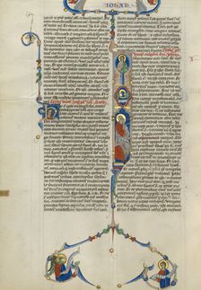 Initial I: Saint John with God above; Abbey Bible, about 1250-1262. Creator: Unknown