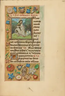 Initial I: Saint John the Baptist in the Wilderness; Crohin-La Fontaine Hours, (about 1480-1485?). Creators: Master of the Dresden Prayer Book, Workshop of the Master of the Dresden Prayer Book