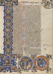 Initial I: Scenes of the Creation of the World and the Life of Christ; Abbey Bible, about 1250-1262. Creator: Unknown