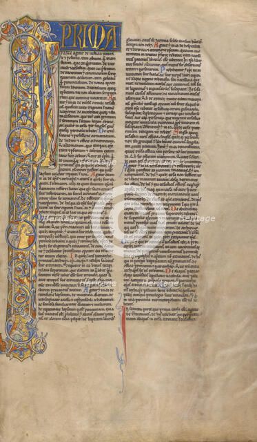 Initial I: Scenes of Secular and Ecclesiastical Justice; Decretum, about 1170-1180. Creator: Unknown.