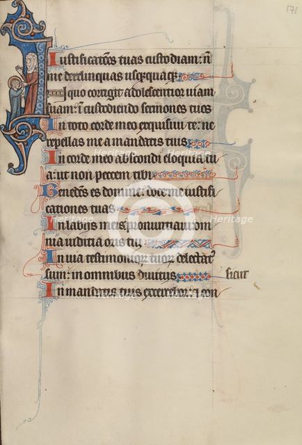 Initial I: The Virgin Holding the Christ Child's Hand; Initial I: The Virgin Holding..., about 1285. Creator: Bute Master.