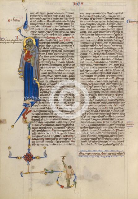 Initial I: Virgin and Child; Abbey Bible, about 1250-1262. Creator: Unknown.