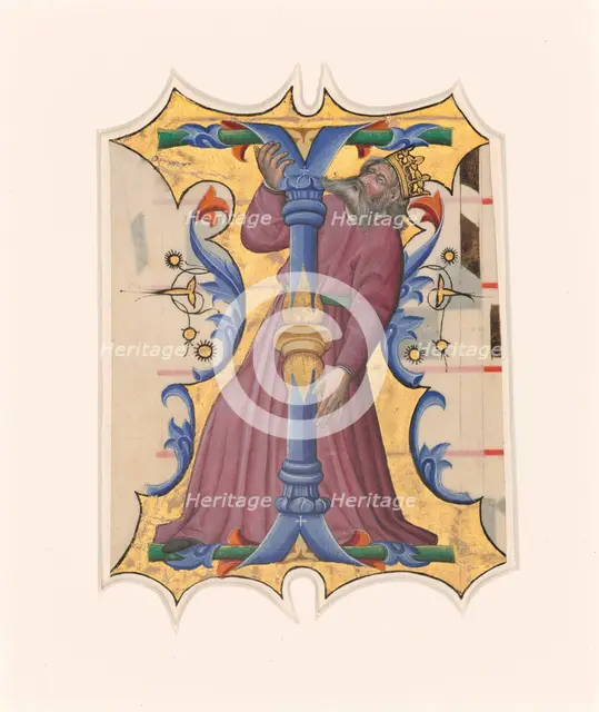 Initial I with David, 1430s. Creator: Master of the Cypresses.