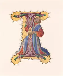 Initial I with David, 1430s. Creator: Master of the Cypresses