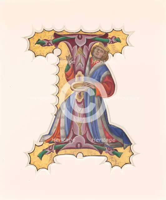 Initial I with David, 1430s. Creator: Master of the Cypresses.