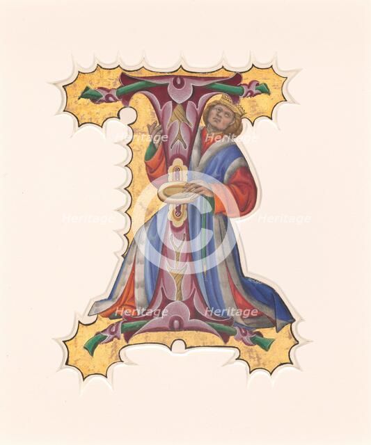 Initial I with David, 1430s. Creator: Master of the Cypresses.