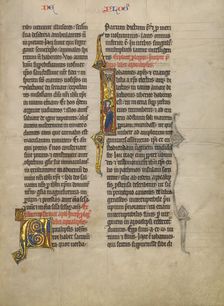 Initial J: Saint John the Evangelist with his Symbol; Concluding Volume of a Bible, about 1260-1270. Creator: Unknown
