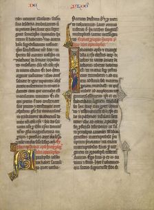 Initial J: Saint John the Evangelist with his Symbol; Concluding Volume of a Bible, about 1260-1270. Creator: Unknown