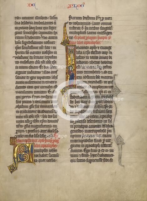 Initial J: Saint John the Evangelist with his Symbol; Concluding Volume of a Bible, about 1260-1270. Creator: Unknown.