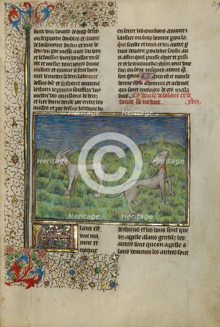 Initial L: One Man Swearing Fealty to Another Man; Bute Psalter, text and illumination about 1285. Creator: Bute Master.