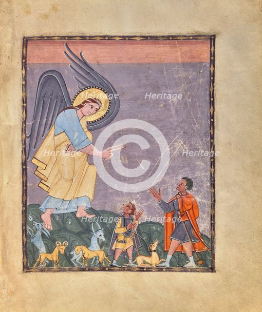 Initial L: A Seated King Holding a Vielle; Bute Psalter, text and illumination about 1285. Creator: Bute Master.