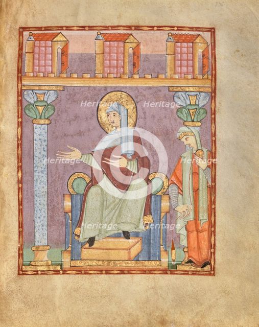 Initial L: A Woman Praying with a Book; Bute Psalter, text and illumination about 1285. Creator: Bute Master.