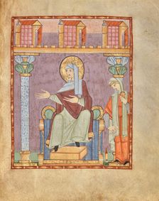 Initial L: A Woman Praying with a Book; Bute Psalter, text and illumination about 1285. Creator: Bute Master