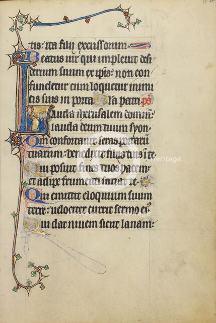 Initial L: Christ Speaking to Four Men; Ruskin Hours, about 1300. Creator: Unknown.