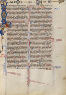 Initial L: David Playing the Harp; Abbey Bible, about 1250-1262. Creator: Unknown