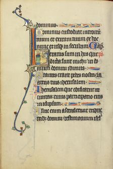 Initial L: David Speaking to an Angel; Ruskin Hours, about 1300. Creator: Unknown
