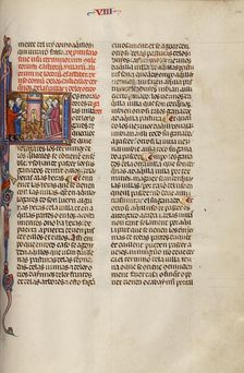 Initial L: Four Men Gathered around a Tower; Vidal Mayor, about 1290-1310. Creator: Unknown