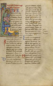 Initial L: Saint Matthew Seated; New Testament, late 12th century. Creator: Unknown