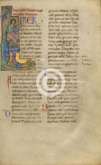 Initial L: Saint Matthew Seated; New Testament, late 12th century. Creator: Unknown.