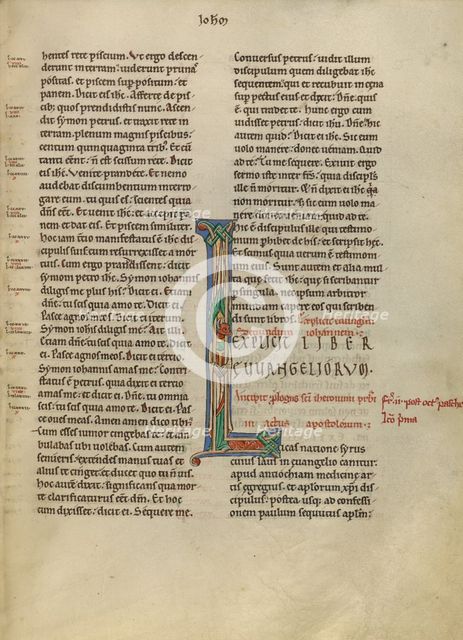 Initial L: Saint Luke as the Ox; New Testament (with Canons of Priscillian), about 1170. Creator: Unknown.