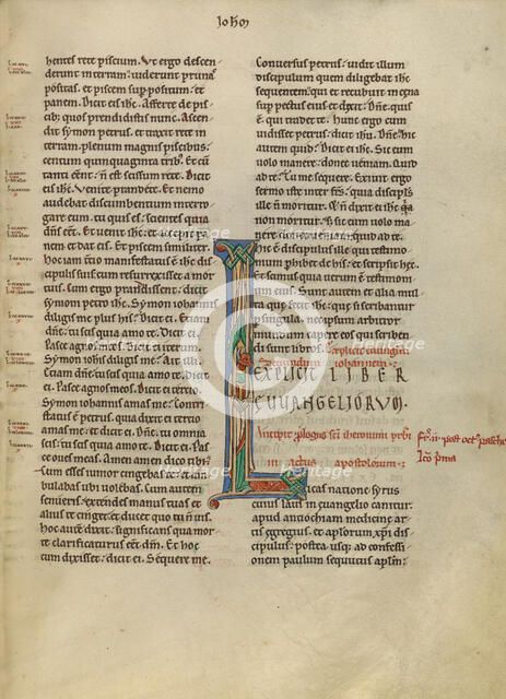 Initial L: Saint Luke as the Ox; New Testament (with Canons of Priscillian), about 1170. Creator: Unknown.