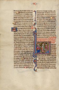 Initial L: Two Men before a King; Vidal Mayor, about 1290-1310. Creator: Unknown
