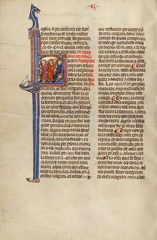 Initial L: Two Men before a Judge; Vidal Mayor, about 1290-1310. Creator: Unknown