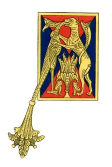 Initial letter A 12th century, (1843).Artist: Henry Shaw