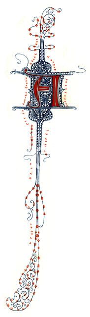 Initial letter 'A', 14th century, (1843).Artist: Henry Shaw