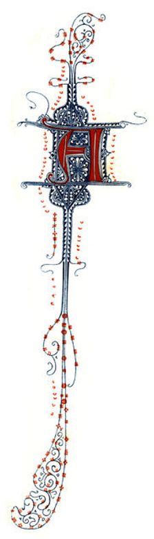 Initial letter A 14th century, (1843).Artist: Henry Shaw