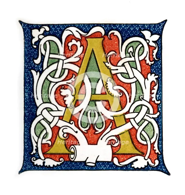 Initial letter 'A', (1843).Artist: Henry Shaw