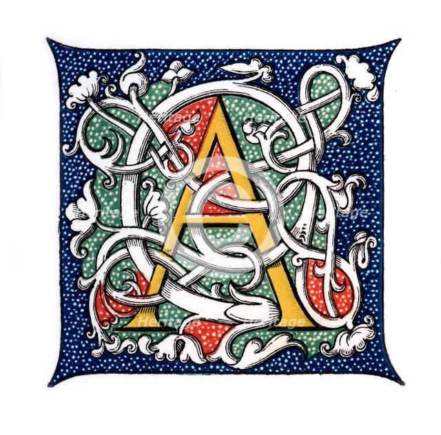 Initial letter 'A', (1843).Artist: Henry Shaw