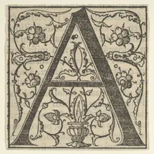 Initial letter A with garlands, mid-16th century., mid-16th century. Creator: Oronce Finé
