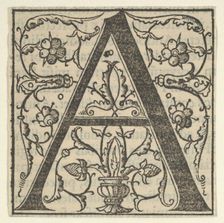 Initial letter A with garlands, mid-16th century., mid-16th century. Creator: Oronce Finé