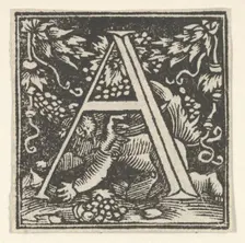 Initial letter A with putto, ca. 1538. Creator: Heinrich Vogtherr