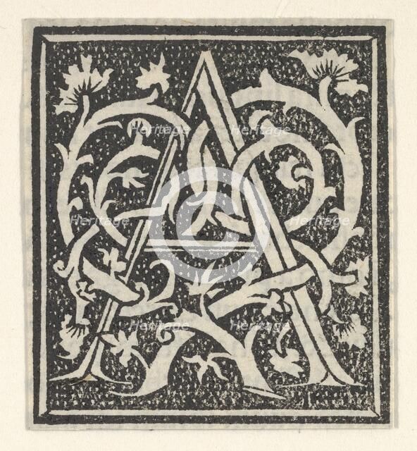 Initial letter A on patterned background, 1520., 1520. Creator: Anon.