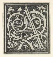 Initial letter A on patterned background, 1520., 1520. Creator: Anon