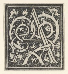 Initial letter A on patterned background, 1520., 1520. Creator: Anon