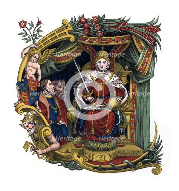 Initial letter 'C', 1563, (1843).Artist: Henry Shaw