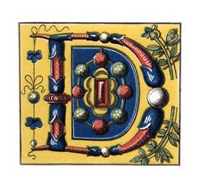 Initial letter D 15th century, (1843).Artist: Henry Shaw