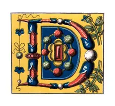Initial letter D 15th century, (1843).Artist: Henry Shaw